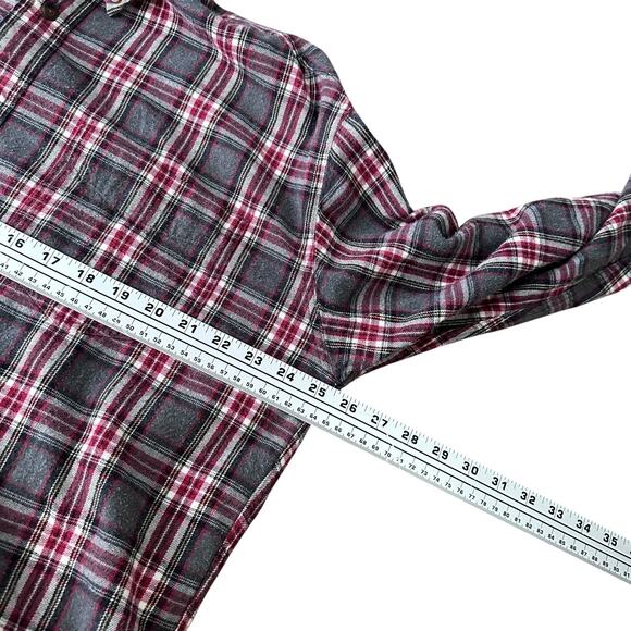Vintage J Crew Oarsman Flannel Shirt Men's Large Red Gray Plaid Button-Down 90s - Picture 7 of 9